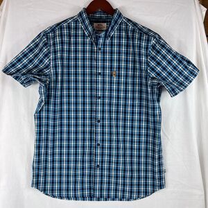 Fjallraven Ovik Shirt Men’s Button Up Large Blue Plaid Outdoor
